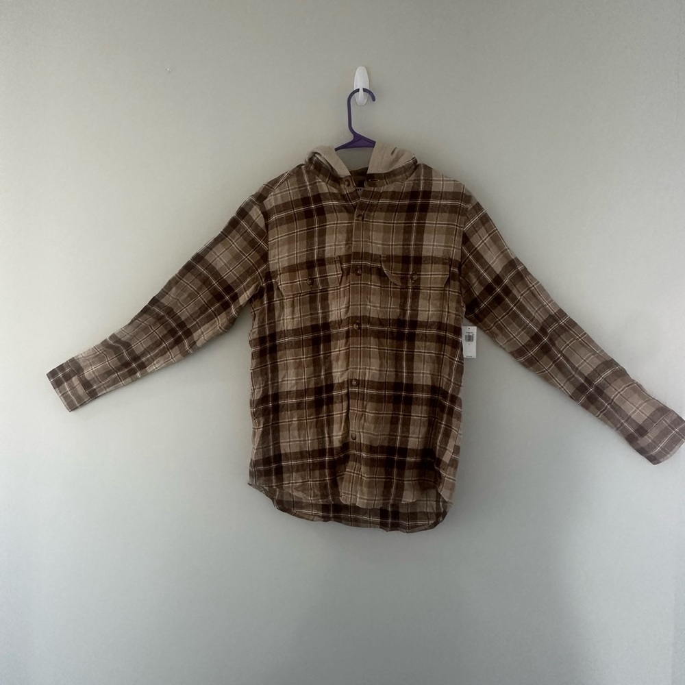 Old Navy Men's Tan Plaid Button Down Shirt